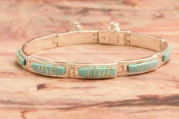 Calvin Begay Genuine Kingman Turquoise Sterling Silver Link Bracelet